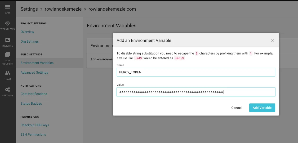 Environment Variable Modal